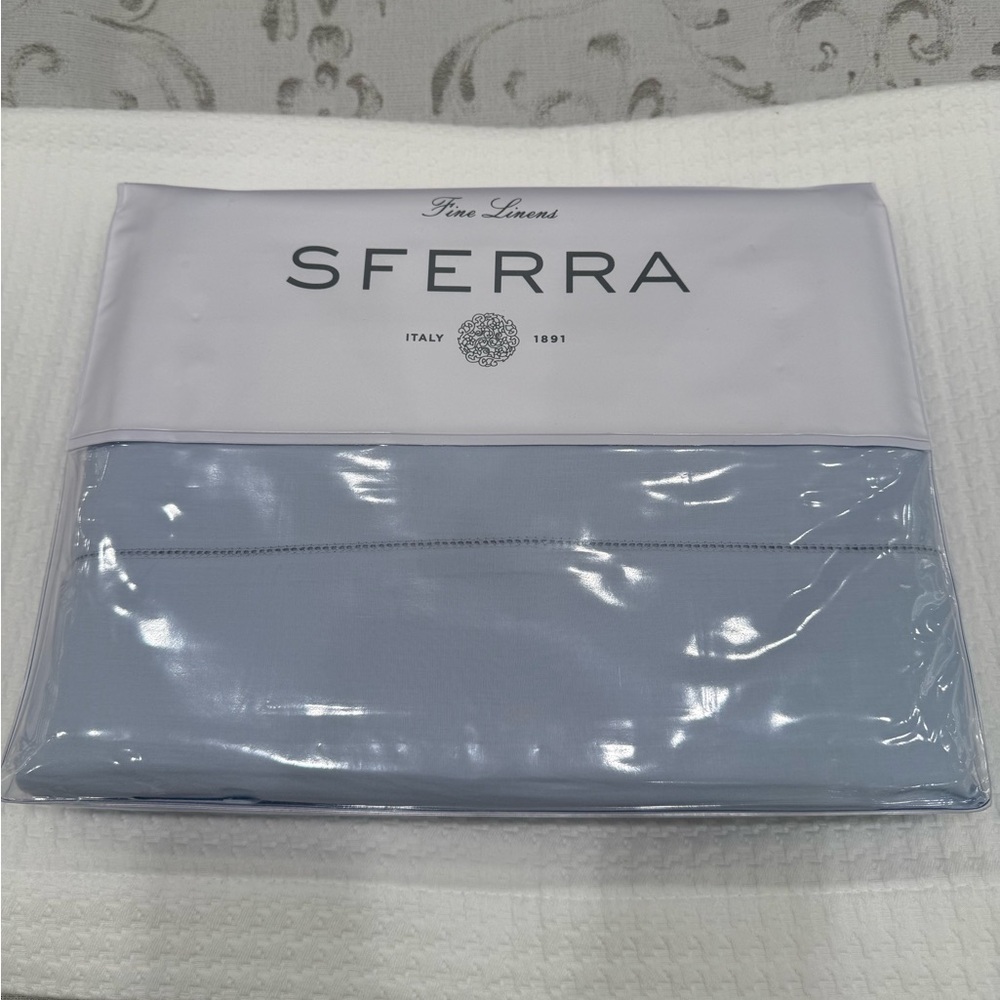 SFERRA LEONARDO PERCALE 4-PIECE KING SHEET SET IN BLUE MADE IN ITALY